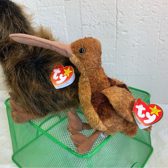 Vintage Ty KIWI Bird “BEAK” Beanie Buddy and Beak Beanie Baby Rare SET NWT - Picture 8 of 16